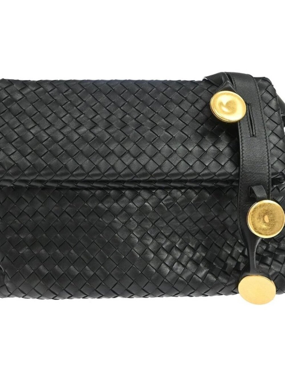 Bottega Veneta Black Intrecciato Fold Shoulder Bag